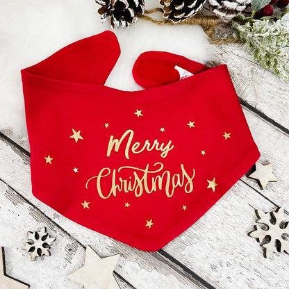 Merry Christmas Red Star Bandana Bib