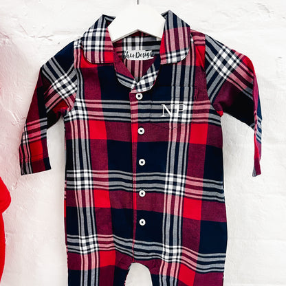 Personalised initial Tartan Romper Onesie