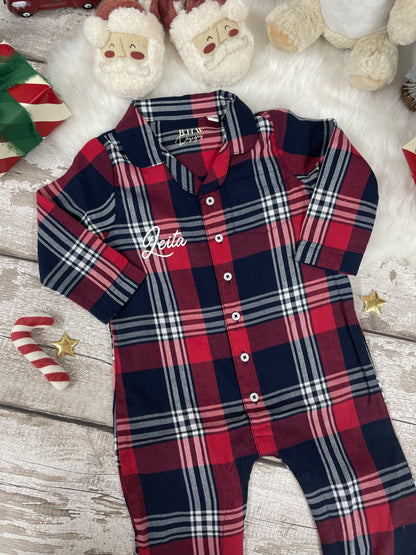 Personalised Name Tartan Romper Onesie