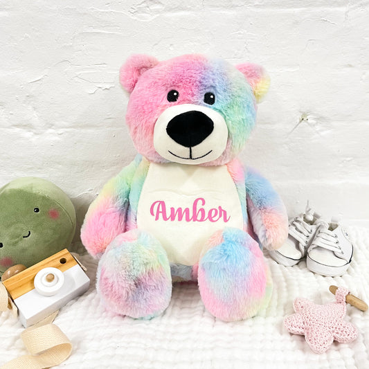 Personalised Multi Coloured Teddy Bear