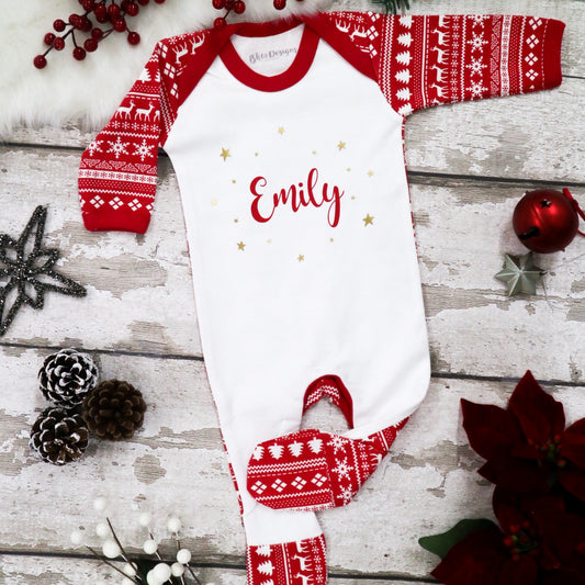 Baby Personalised Fair Isle Print Bodysuit