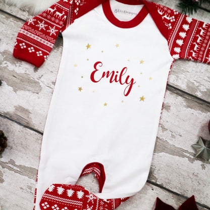 Baby Personalised Fair Isle Print Bodysuit