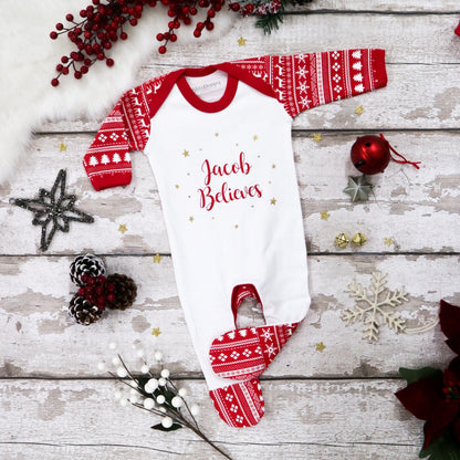 Personalised Believes Fair Isle Print Bodysuit