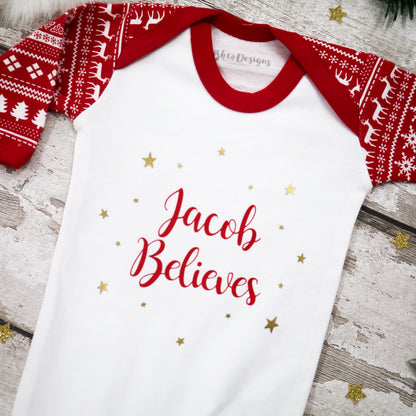 Personalised Believes Fair Isle Print Bodysuit