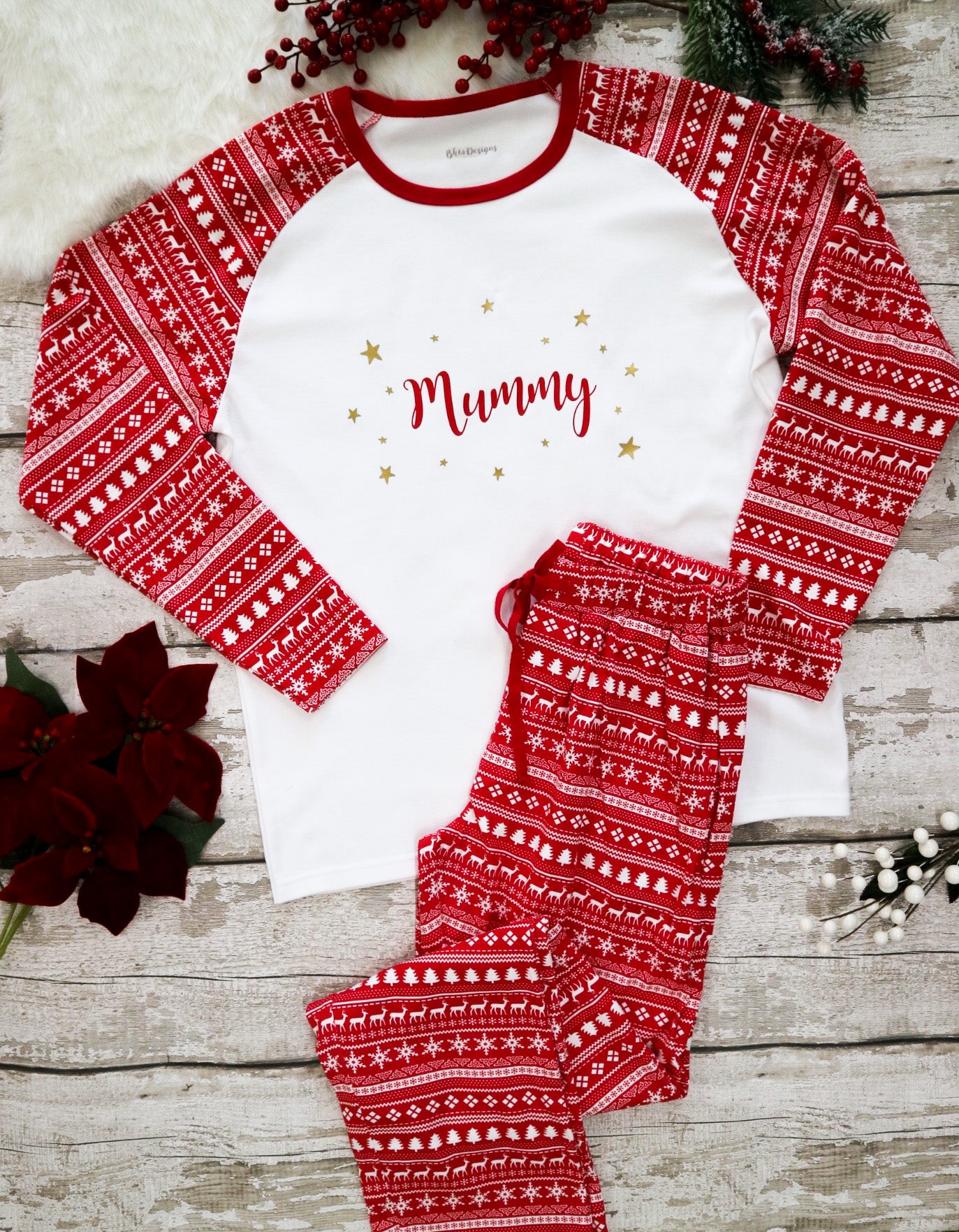 Women's Personalised Christmas Fair Isle Pyjamas