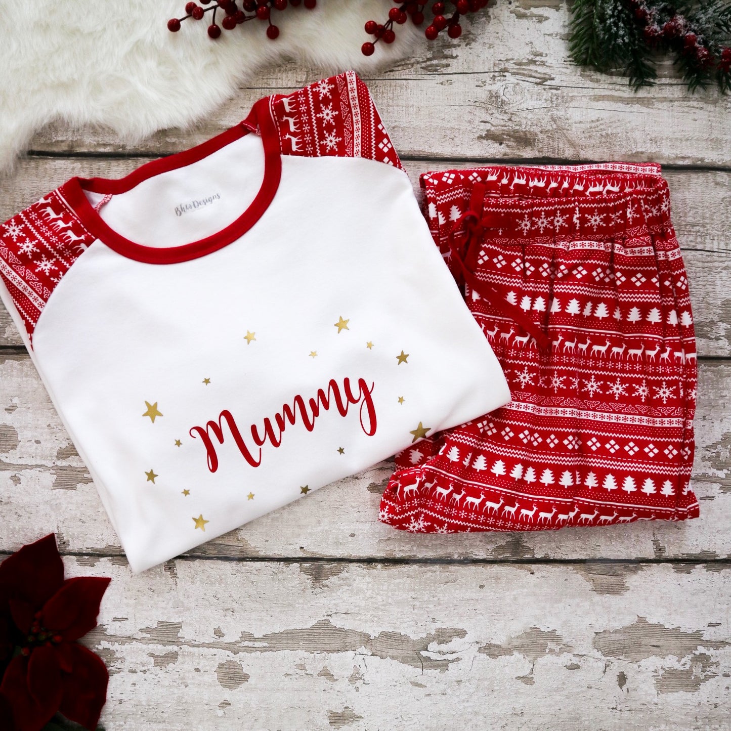 Women's Personalised Christmas Fair Isle Pyjamas