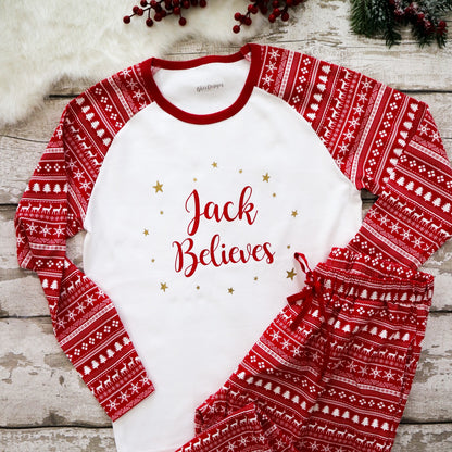 Men's Personalised Believes Christmas Fair Isle Pyjamas