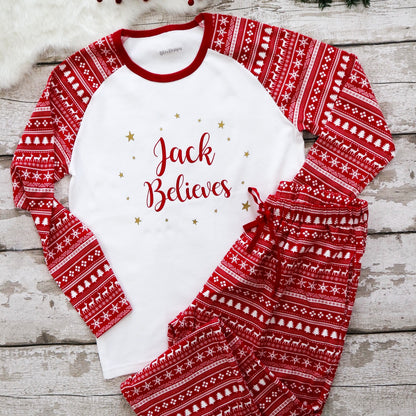 Men's Personalised Believes Christmas Fair Isle Pyjamas