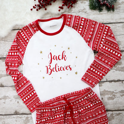 Men's Personalised Believes Christmas Fair Isle Pyjamas
