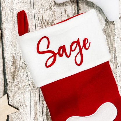 Personalised Red and White Paw Stocking