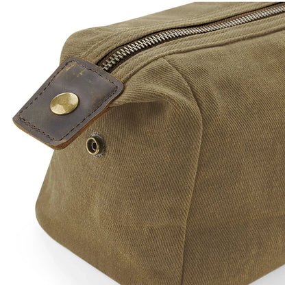 Personalised Waxed Canvas Wash Bag - Camel