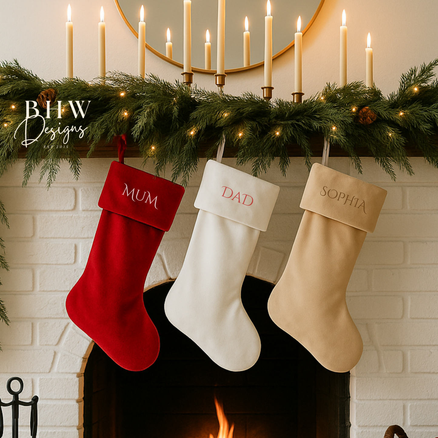 Personalised Red Velvet Nordic Stocking