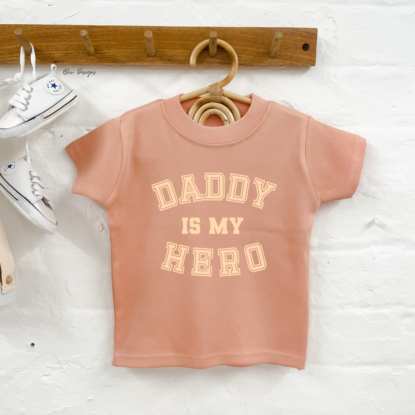 Daddy is my Hero T-shirt - Dusky Pink